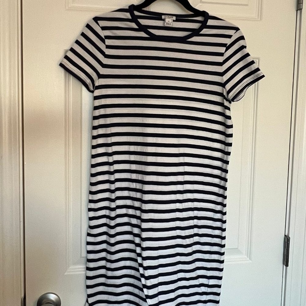 J. Crew Navy Blue Stripped t-shirt dress